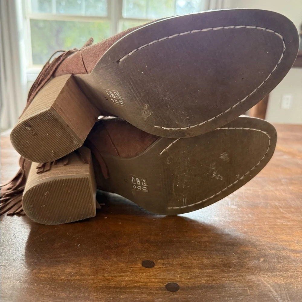 Fringe Suede Ankle Boots - Brown - Picture 5 of 6